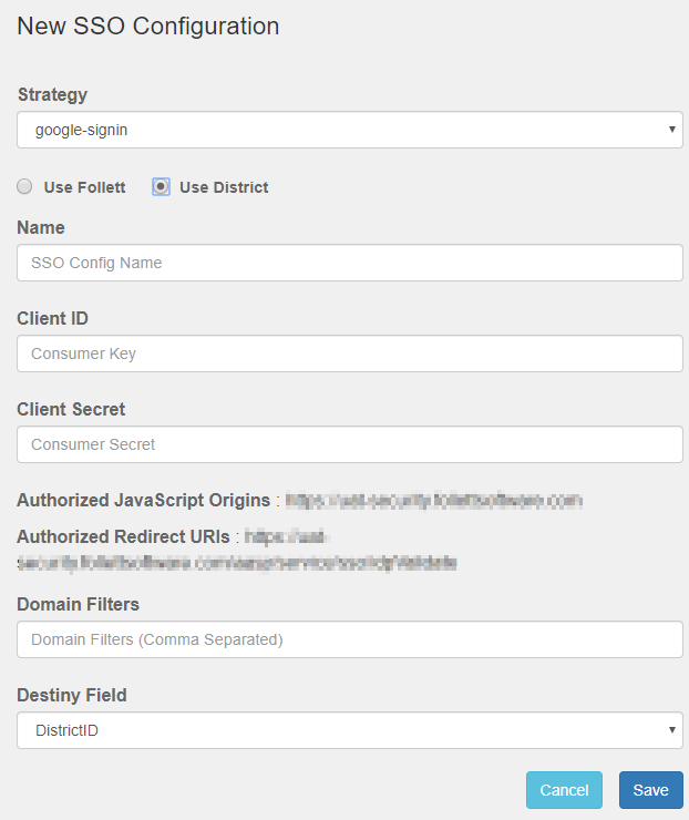 New SSO Configuration