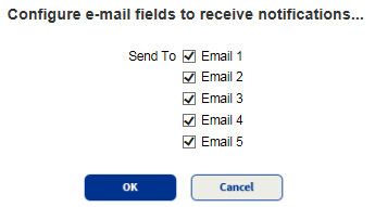 Five configure e-mail fields to receive notifications selection checkboxes.
