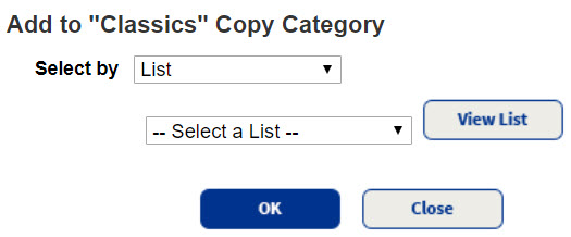 Page with List selected from drop-down.