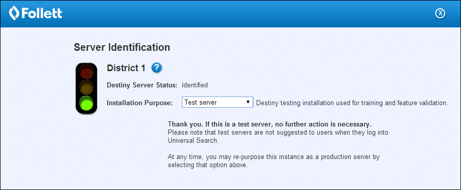 Server Identification pop-up with Installation Purpose drop-down.