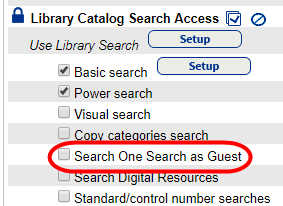 Search One Search as Guest permission.